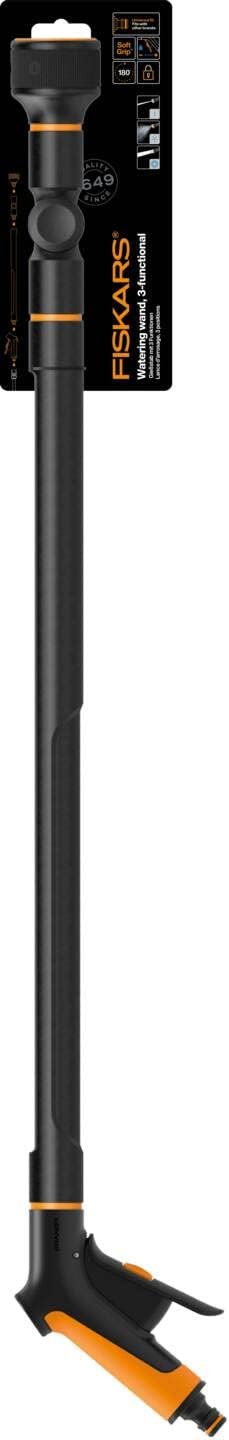 Fiskars Giessstab mit 3 Funktionen, Schwenkbarer SoftGrip-Düsenkopf, Durchflusskontrolle mit Frontre