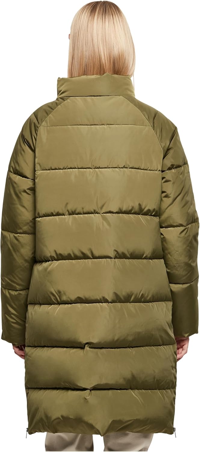 Urban Classics Damen Ladies High Neck Puffer Coat Jacke XS Olive, XS Olive