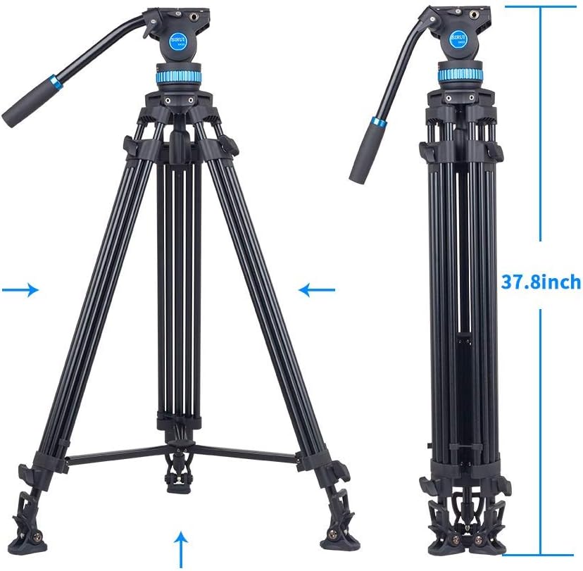 SIRUI Video Tripod Stativ SH25,Aluminium Travel Videostativ mit Fluidkopf und Griff,190cm, Max Load