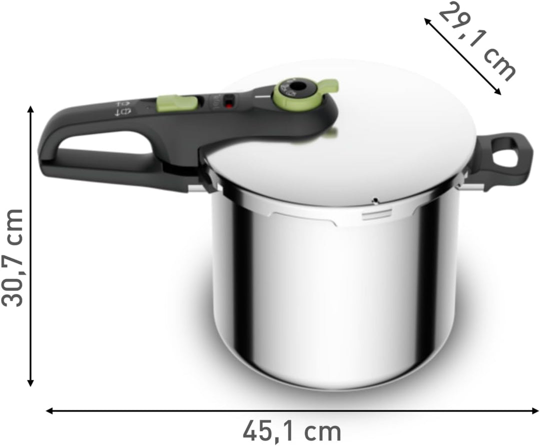 Tefal P2584402 Secure Trendy Schnellkochtopf 8 L mit Korb | 2-Stufen-Garregler: Intensivstufe 117°C,