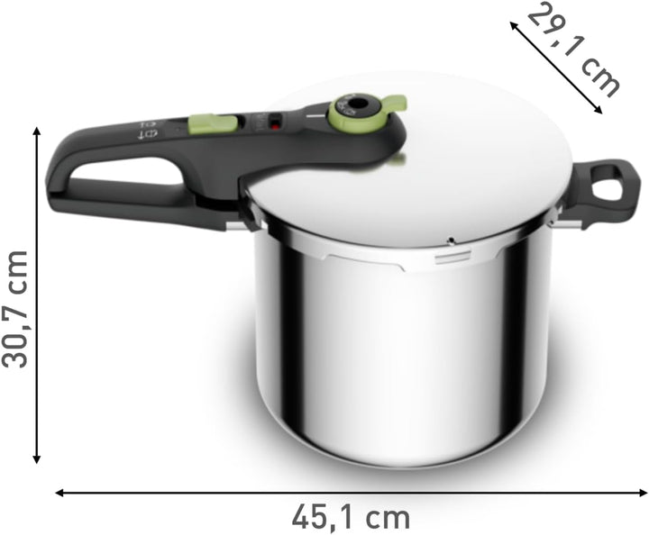 Tefal P2584402 Secure Trendy Schnellkochtopf 8 L mit Korb | 2-Stufen-Garregler: Intensivstufe 117°C,