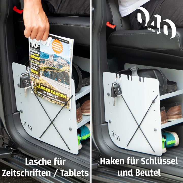 Schuhregal GRAU BEIFAHRERSEITE Zubehör passend für VW T5 T6 T6.1 California Schuhorganizer Schuhtasc