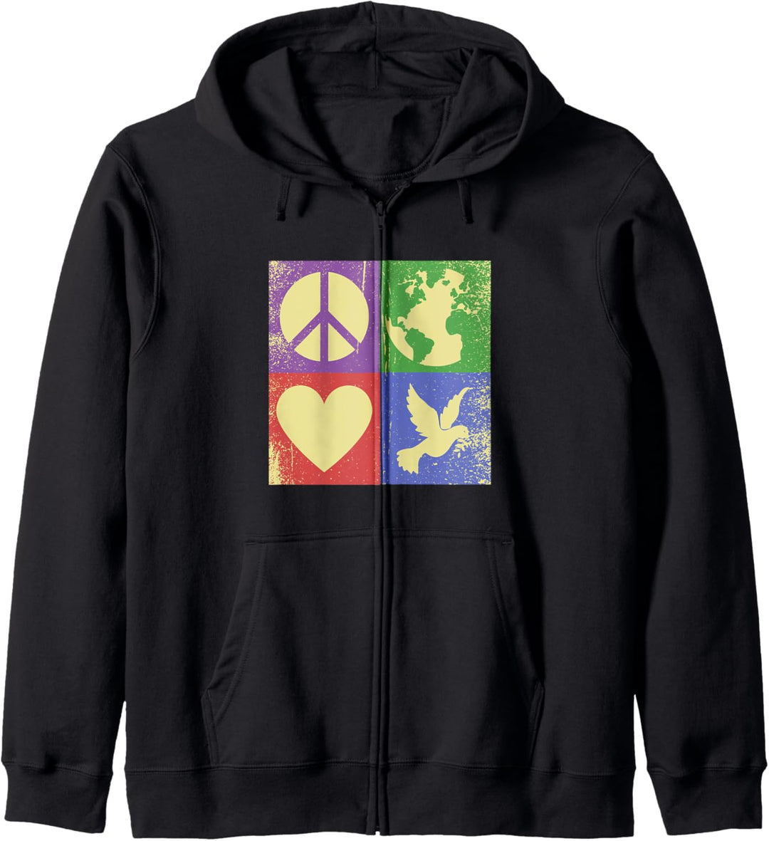 Retro Peace Zeichen Pop Art Friedenstaube Vintage Love World Kapuzenjacke