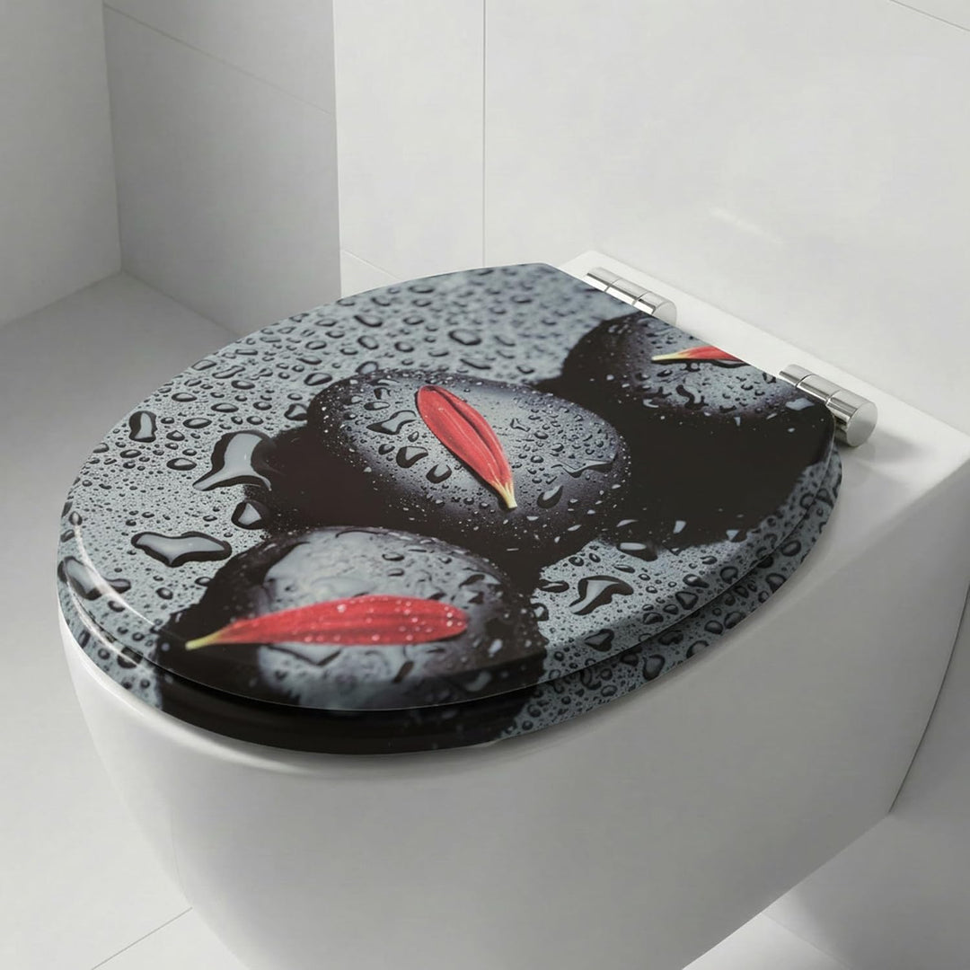 SINOBATH WC-Sitz Mit Absenkautomatik, Hochwertige Und Stabile Antibakterieller Toiletten, MDF Holzke