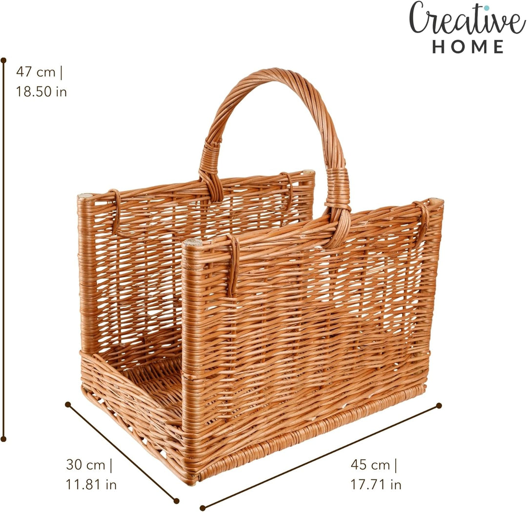 Creative Home Gross Kaminkorb Holzkorb Kaminholzkorb Rattan | 45 x 30 x 47 cm | Aufbewahrung Rechtec