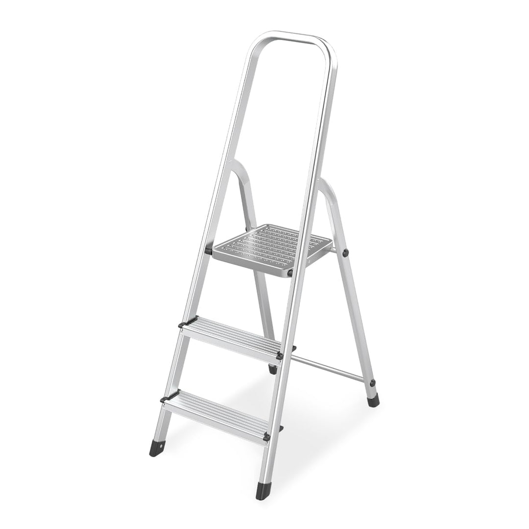 Amig - Klappbare Leiter mit 3 Stufen - Hergestellt aus Aluminium - Masse der kleinen Stufen: 28 cm x