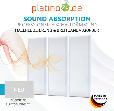 platino24 Schallabsorber aus Basotect G+®, 3 Absorberelemente Rechteck mit Fase, 825x275x50mm, Verbe