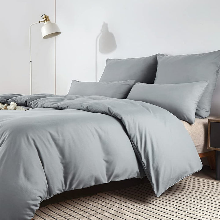 Soifox Bettwäsche 200x200 Grau bettwäsche-Sets aus Mikrofaser bügelfrei &amp; knitterfrei - Bettbezug 20