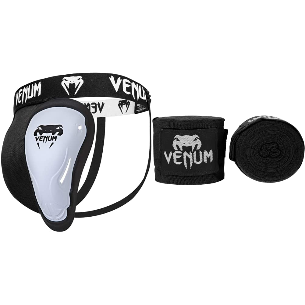 Venum Erwachsene Tiefschutz Challenger Schwarz/Weiss M Tiefschutz + Armschoner, 4m, Schwarz/Weiss M