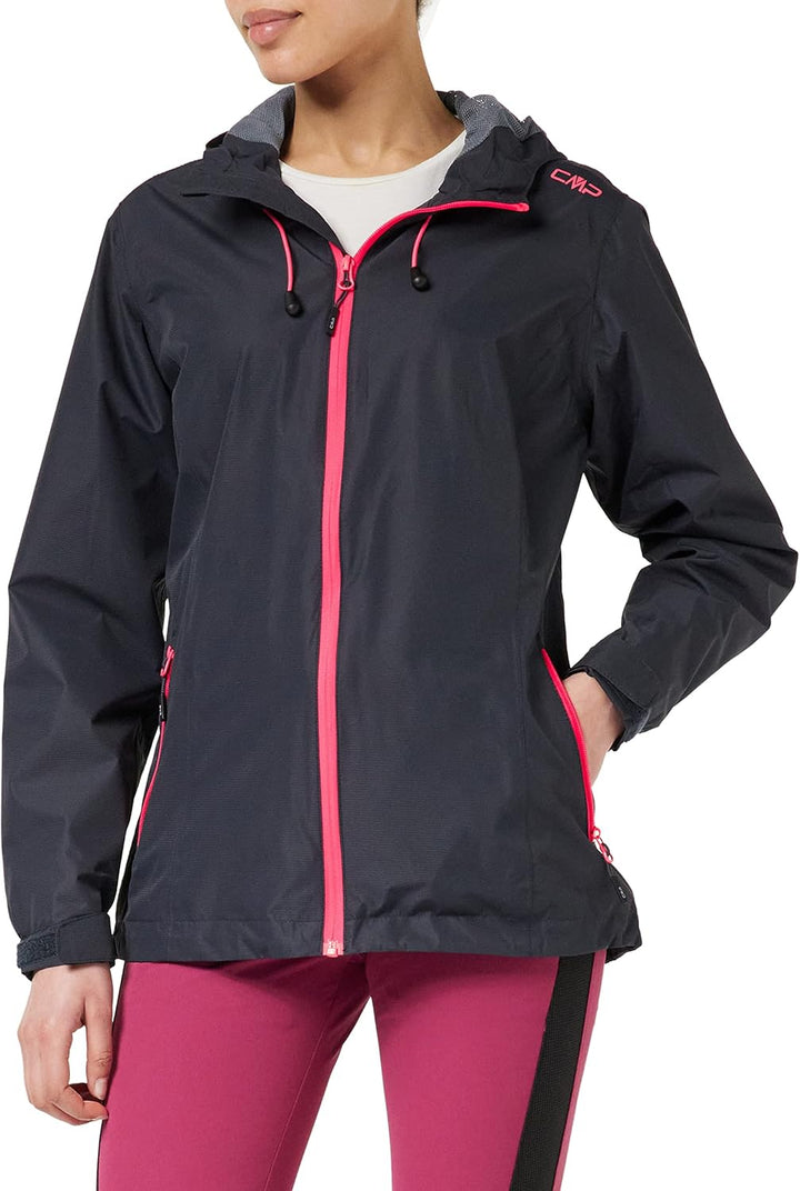 CMP Damen Regenjacke Woman Rain Jacket Fix Hood XXS Anthrazit-glanz, XXS Anthrazit-glanz
