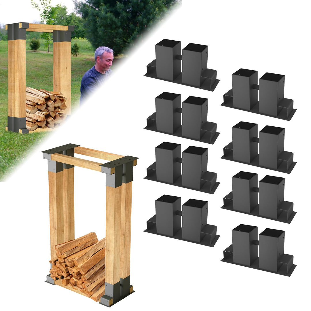 ASN Holzstapelhilfe 8 Stück Stabile Brennholz Stapelhilfe Holzstapelhalter Metall Holzunterstand Kam
