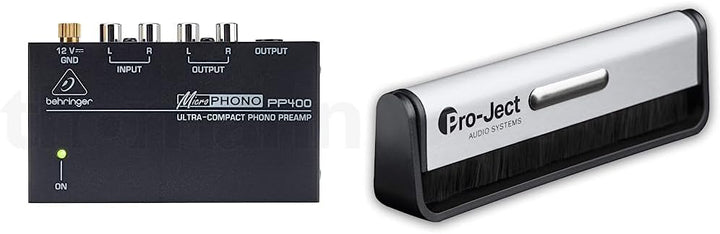 Best Price Square Ultra COMPACT Phono PREAMP PP400 by BEHRINGER & Pro-Ject Kohlefaser-Reinigungsbürs