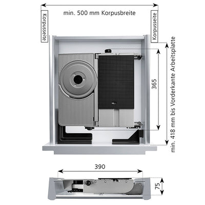 Ritter Metall-Einbau-Allesschneider AES 72 SR-H silbermetallic, rechts, 1 Stück, 546005