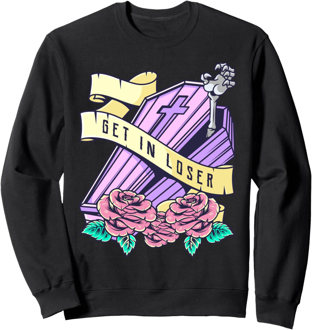 Get In Loser Coffin Pastel Goth Kawaii Halloween Aesthetic Sweatshirt