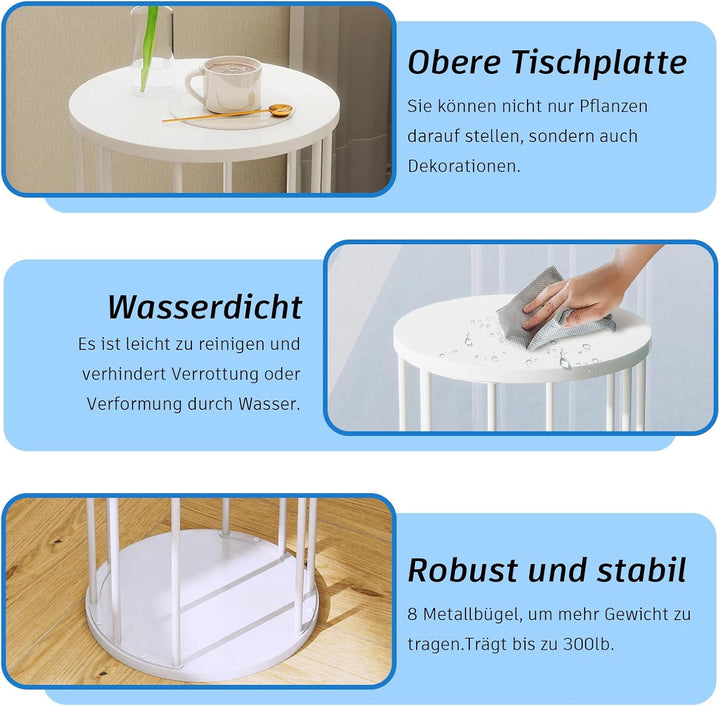HDANI Rund Pflanzenständer Metall 35cm,Solider und Robuster Blumenständer für Wohnzimmer, Garten,Bal