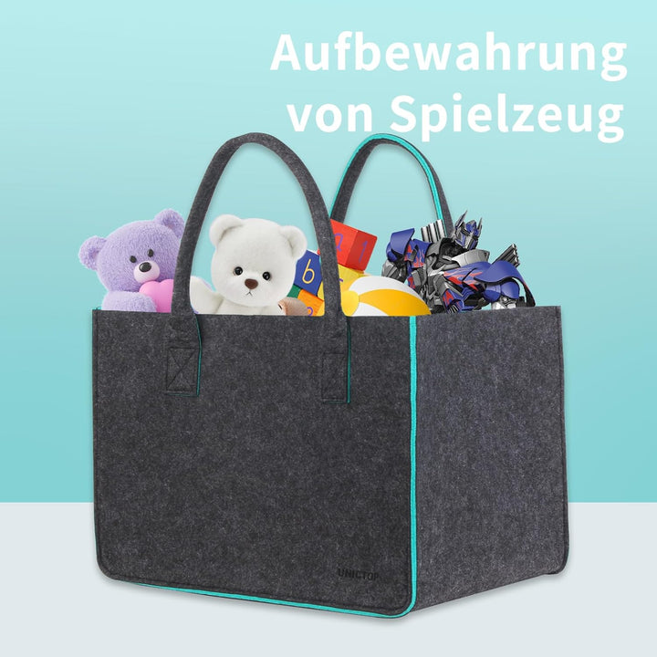 2Stk Filztasche Einkaufskorb,grosse Einkaufs-Tasche Filztaschen Shopping Bag, zweifarbig dunkelgrau/