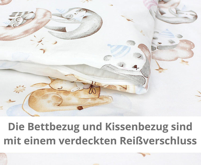 TupTam Unisex Baby Wiegenset 4-teilig Bettwäsche-Set: Bettdecke mit Bezug und Kopfkissen mit Bezug,