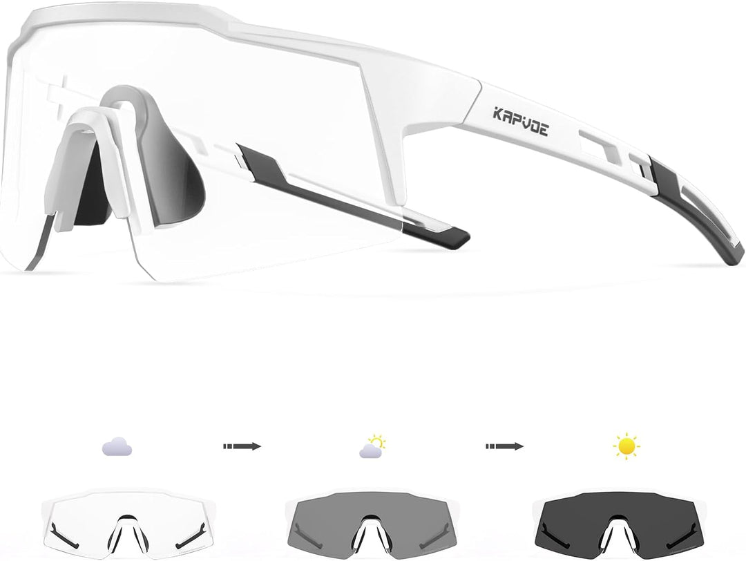 KAPVOE Photochromatische Selbsttönend Fahrradbrille TR90 Rahmen für Herren Damen Jungen Mädchen Klar