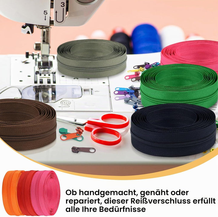 62 Yards/ 56 m Reissverschlüsse Nylon Endlos Reissverschluss Set mit Schieber und Reissverschluss zu