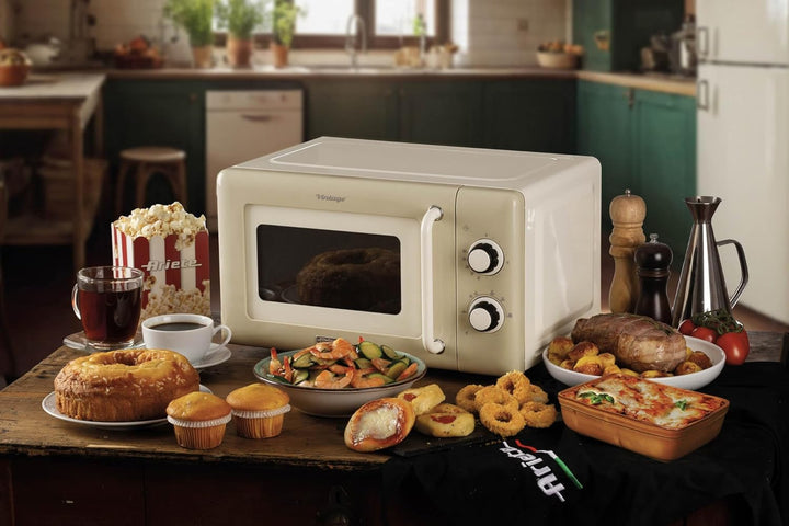 Ariete 3960 Mikrowelle Vintage, 800 W, Fassungsvermögen 20 l, 3 Funktionen, 6 Kochstufen, Timer, Bei