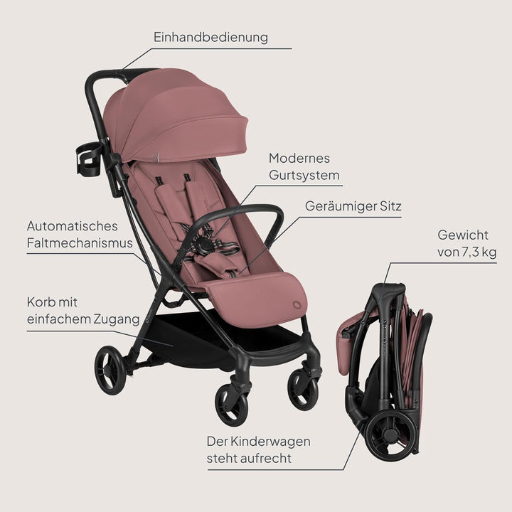 Lionelo Agia Reisebuggy Bis 22 kg, Leichter Buggy Kinderwagen ab 6 Monaten, Klein Zusammenklappbar m