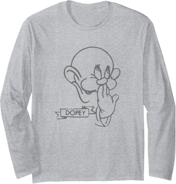Disney Snow White Dopey Line Art Big Face Langarmshirt