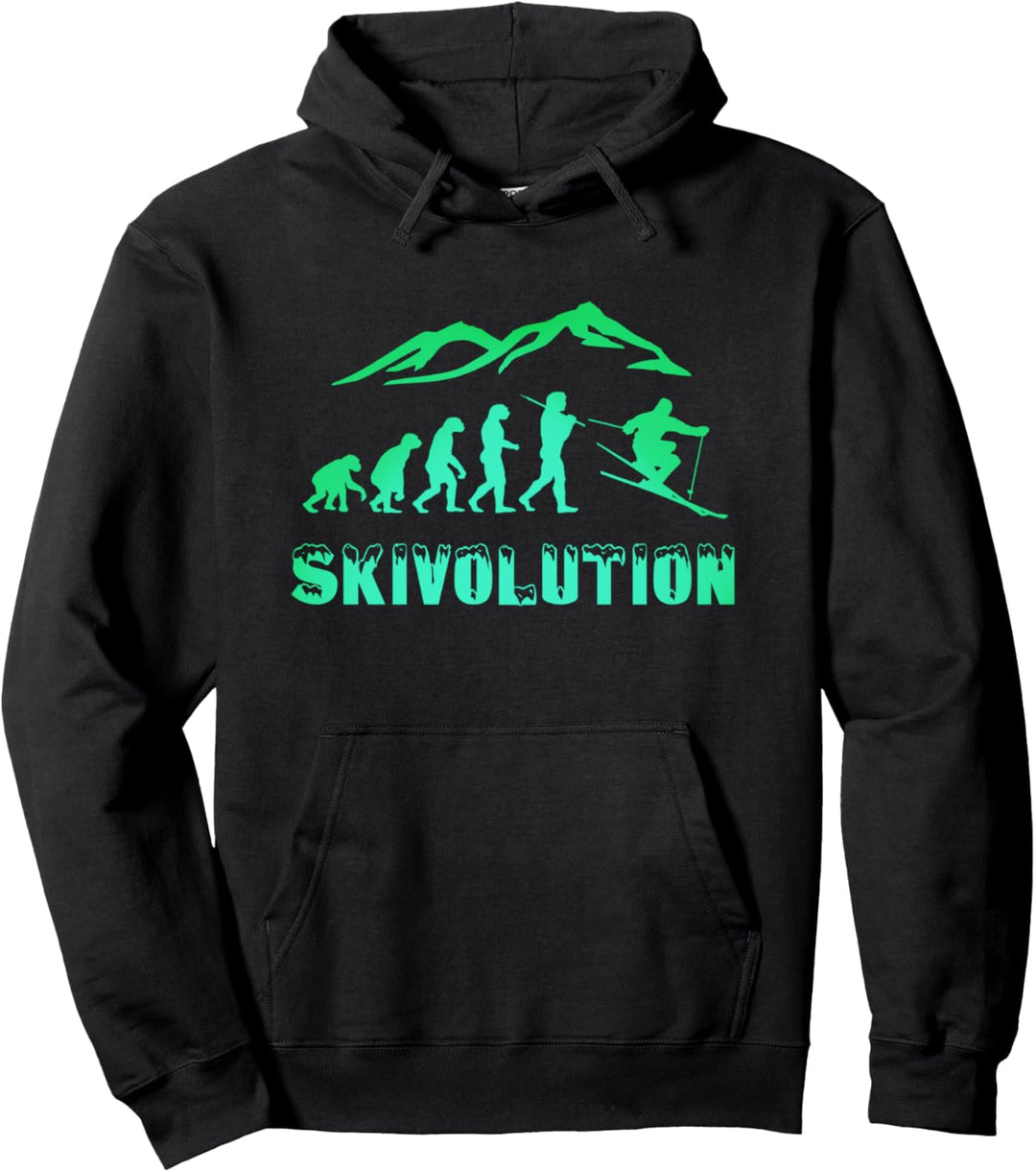 Skifahren Evolution Ski-Fahrer Skiier Skifahrer Geschenke Pullover Hoodie