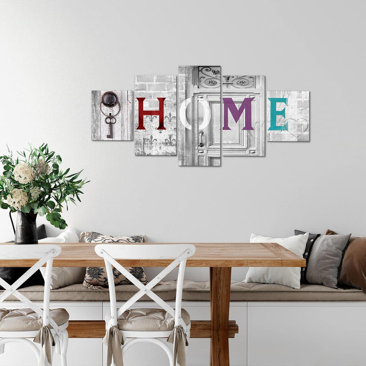 Runa Art Wandbilder Home Vintage 5 Teilig Bild auf Vlies Leinwand Deko Wohnzimmer Steinoptik Grau Bu