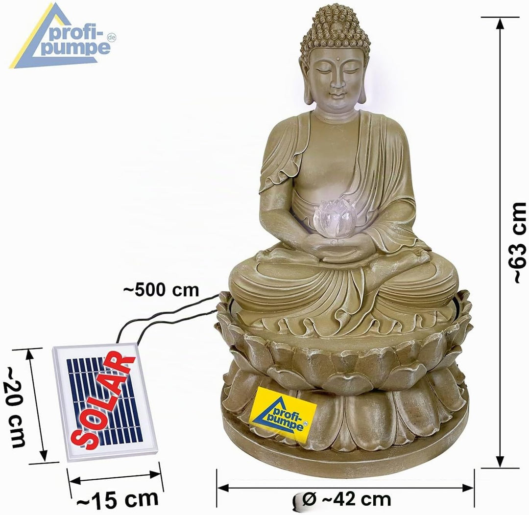 Gartenbrunnen Solarbrunnen Brunnen Buddha-Eternity Vogelbad Wasserfall, Gartendeko mit Pumpe, Wasser
