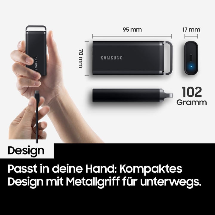 Samsung Portable SSD T5 EVO, 4 TB, USB 3.2 Gen. 1, 460 MB/s Lesen, 460 MB/s Schreiben, Externe Festp