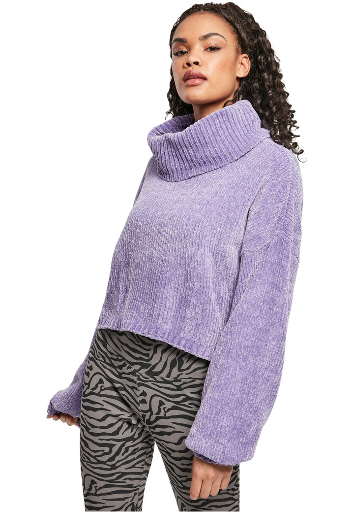 Urban Classics Damen Tb4516-ladies Short Chenille Turtleneck Sweater Sweatshirt S Lavender, S Lavend
