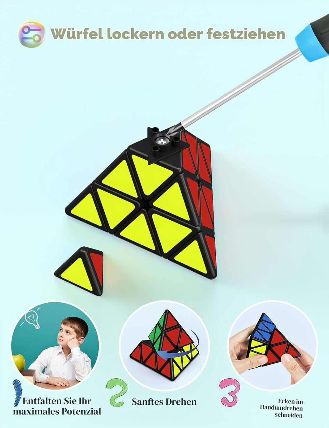 ROXENDA Zauberwürfel Set, Speed Cube Set mit 2x2 3x3 4x4 5x5 Zauberwürfel mit Geschenkbox, Geheimes