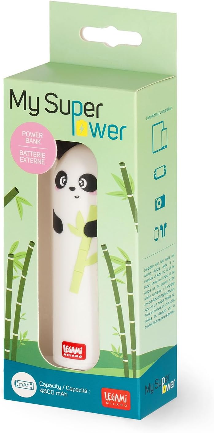 Legami - Tragbares Ladegerät - My Super Power, lädt 2 Geräte gleichzeitig, USB-Kabel Typ C im Liefer