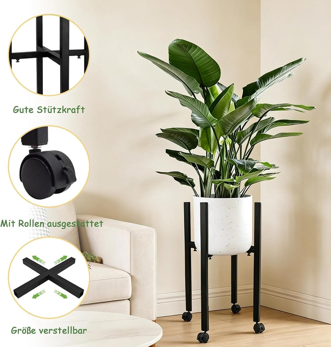 Metall Pflanzenregal Blumenhocker, Verstellbarer Pflanzenständer, Blumenständer Metall Schwarz, Blum