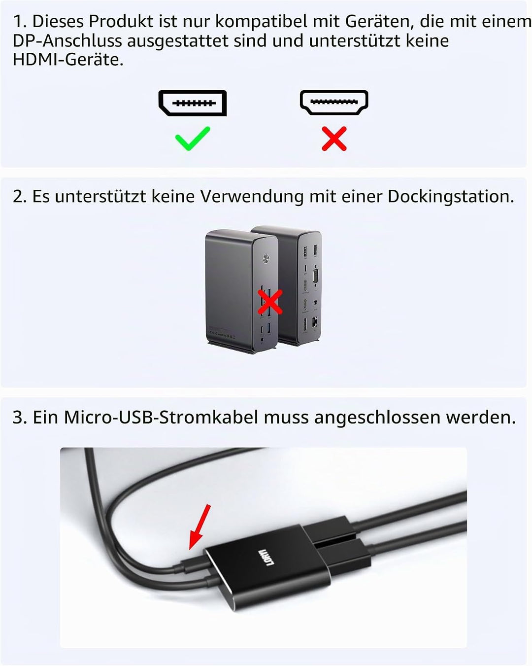 Displayport auf Dual-Displayport-Splitter-Adapter, 4K60Hz MST-Displayport-Hub, 1-in-2-Out-Display-Po