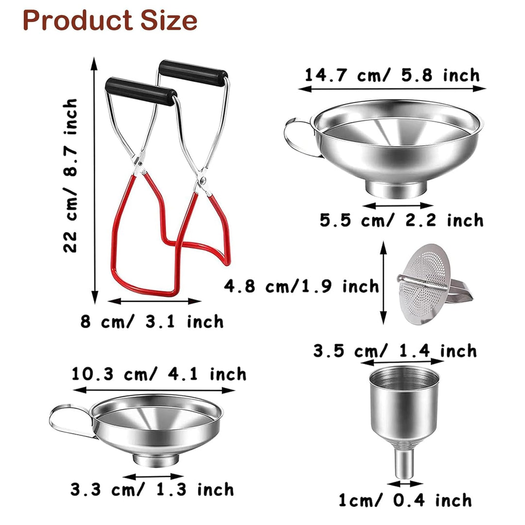 5 Stück Edelstahl Trichterset, Marmeladentrichter, 3 Grössen Küchentrichter Set, Küchentrichter, Fla