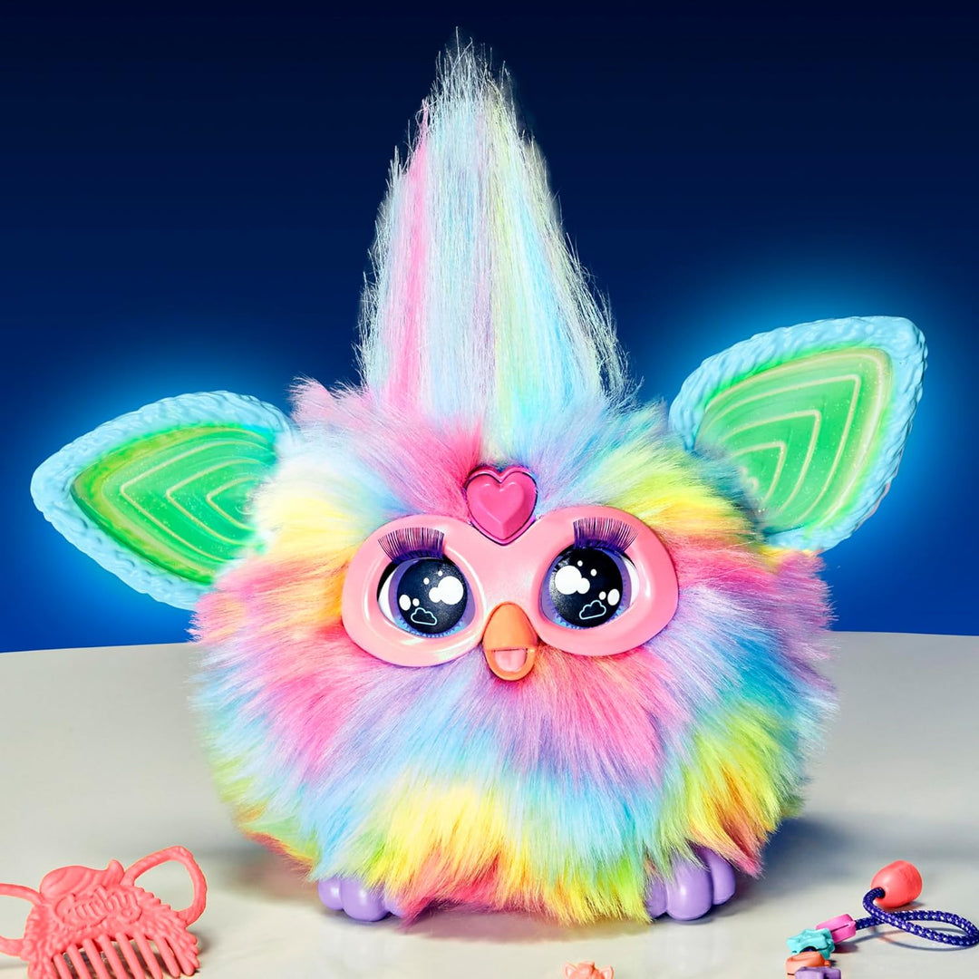 Furby Tie Dye, 15 Mode-Accessoires, interaktive Plüschtiere für 6-jährige Mädchen &amp; Jungen &amp; Up, Spr