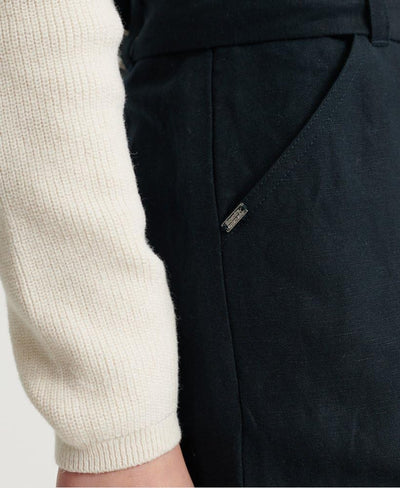 Superdry Damen Eden Linen Trouser Hose, Blau (Atlantic Navy Gkv)