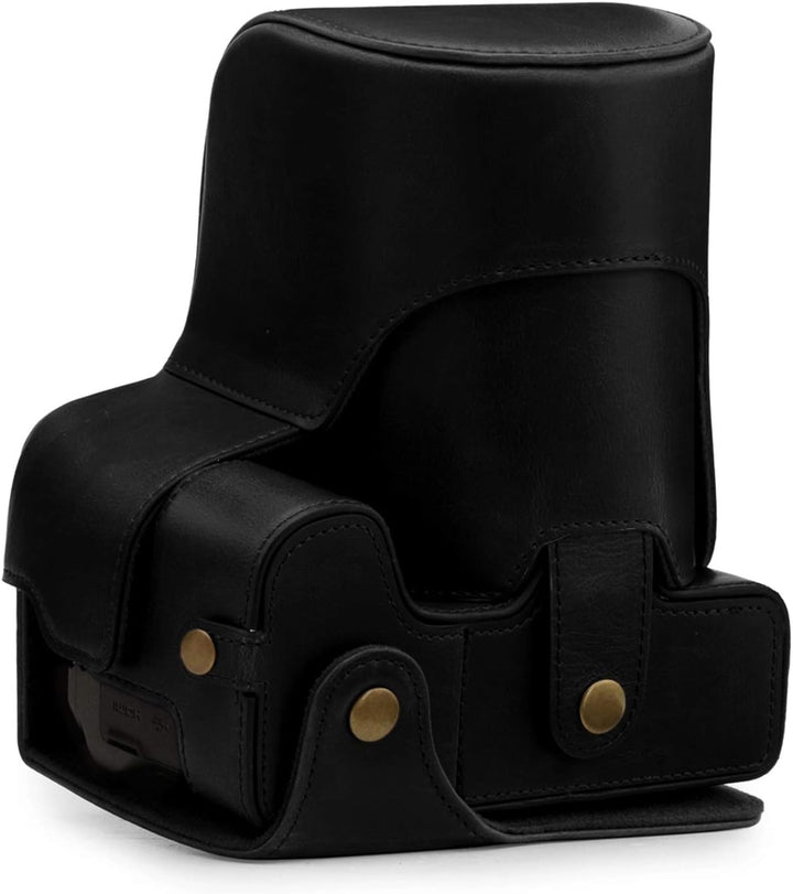 MegaGear Schutzhülle aus Kunstleder kompatibel mit Nikon Coolpix P950 - Schwarz, Schwarz