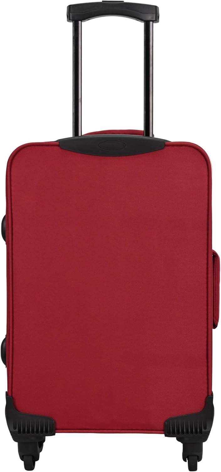 SIGN Stoffkoffer Reisekoffer Trolley (Handgepäck-Mittel-Gross-Set) + 5cm Dehnungsfuge (Weinrot, Hand