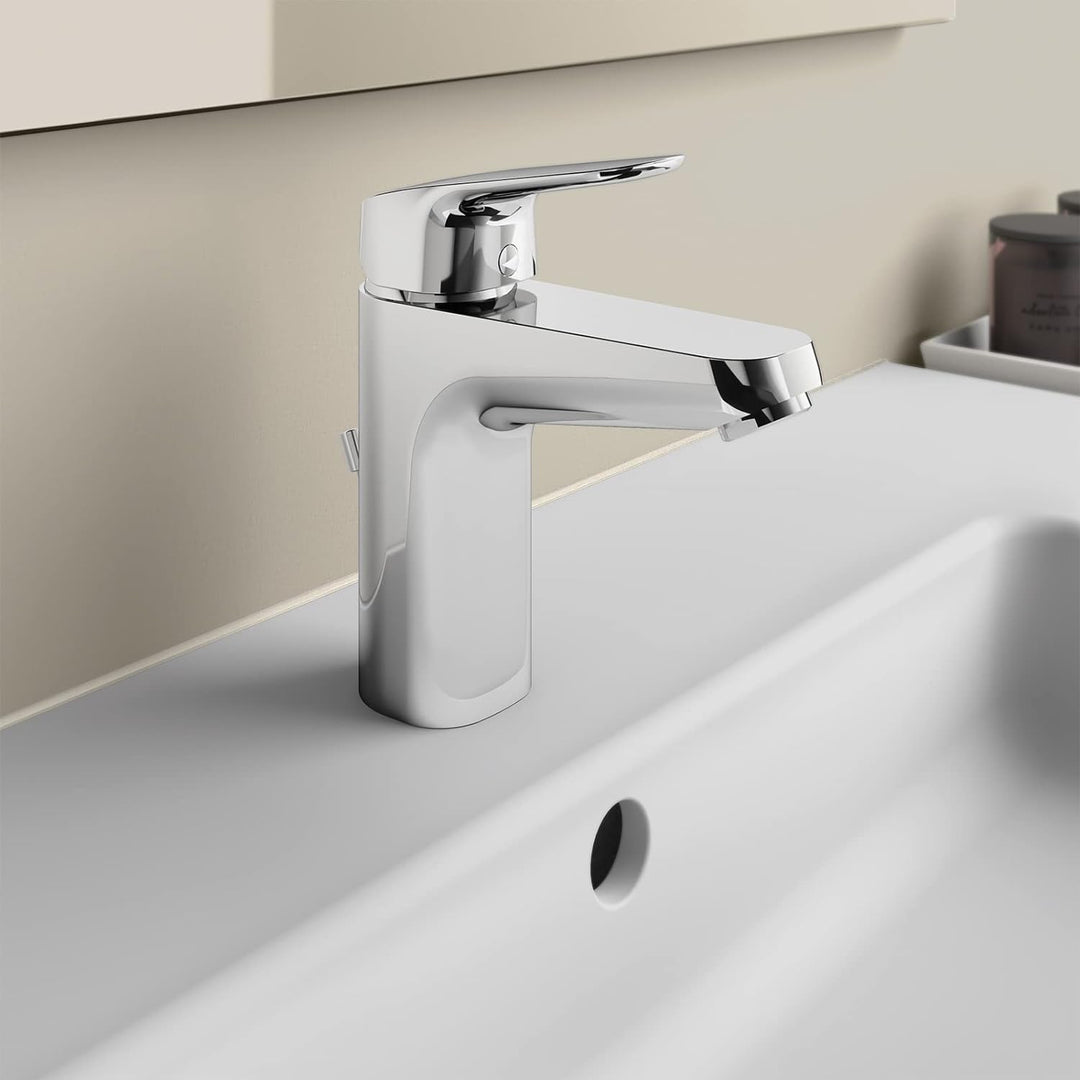 Ideal Standard B1713AA Ceraflex Waschtischarmatur Grande mit Zugknopf-Ablaufgarnitur mit Ablaufgarni