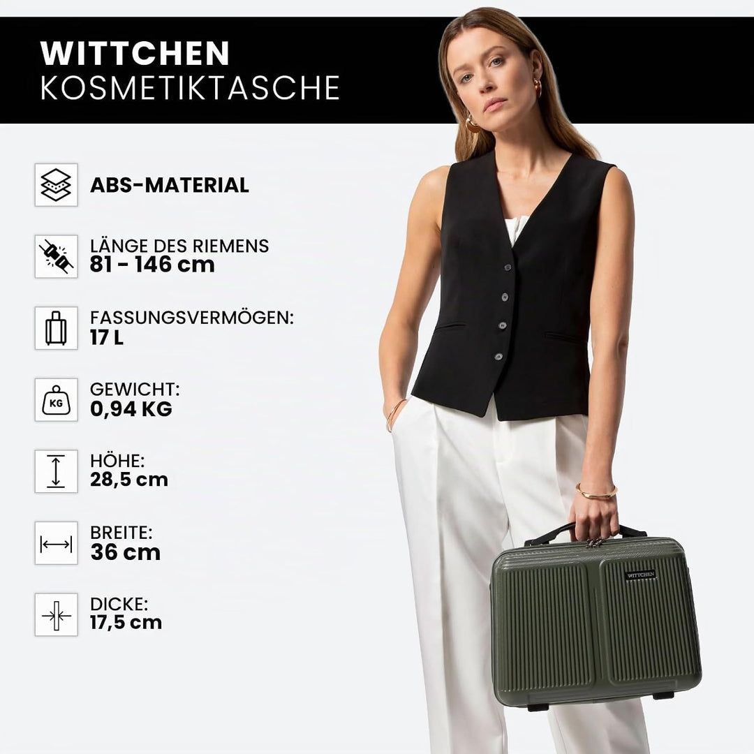 WITTCHEN Stripes Line Kosmetiktasche Kosmetiketui Reisekosmetiktasche Hartschalenkoffer ABS Bequemer