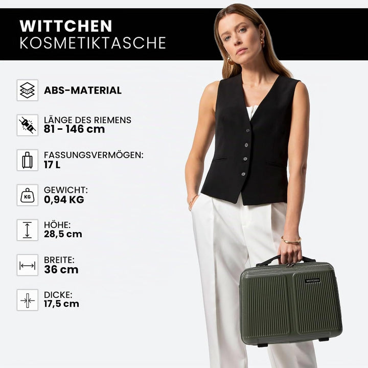 WITTCHEN Stripes Line Kosmetiktasche Kosmetiketui Reisekosmetiktasche Hartschalenkoffer ABS Bequemer