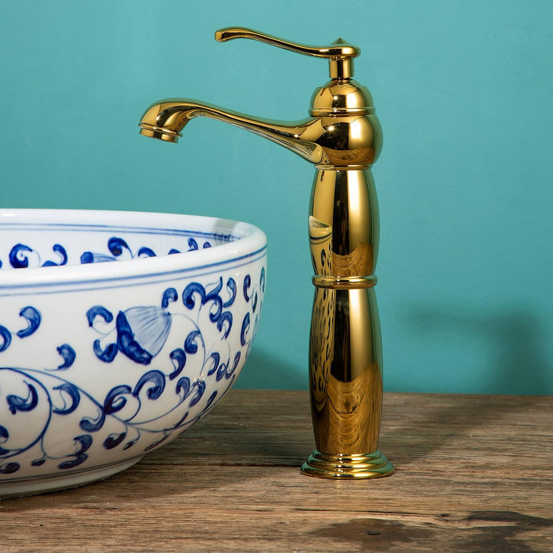 Badezimmerarmatur Luxus Gold Waschbeckenarmatur für Badezimmer Waschbecken hohe Armatur für Eitelkei