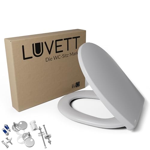 LUVETT® WC-Sitz mit Absenkautomatik C100 oval universell, Toilettendeckel mit 3 Edelstahl Montagelös