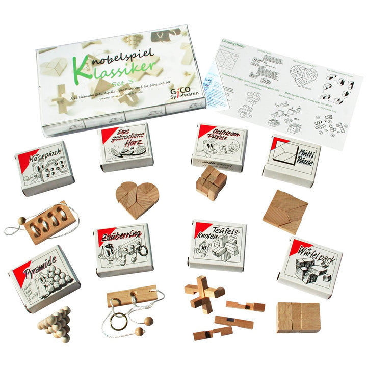 GICO Knobelspiel Klassiker Sets - 8 Geschicklichkeitsspiele in Geschenkverpackung - incl. Lösung (Se