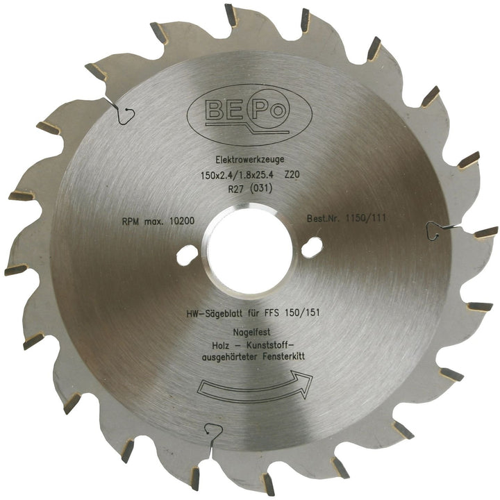 BEPO 1150/111 Sägeblatt, HW zu Fensterfugenschneider FFS150/151 für Holz und Kitt Holz, ausgehärtete