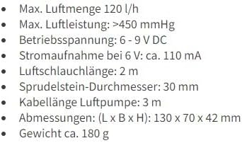 esotec Solar Teichbelüfter Einzelpumpe AIR S, 6-9V/DC 120l/h Ersatzpumpe, Sauerstoffpumpe Gartenteic