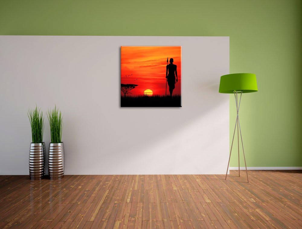 Roter Sonnenuntergang in Afrika, Format: 70x70 auf Leinwand, 70x70