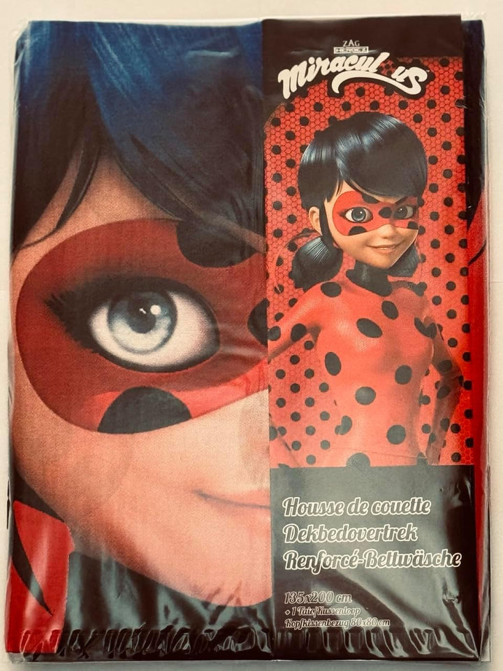Tex idea Bettwäsche Glatt Miraculous Ladybug Cat Noir Tikki Plugg 135 x 200 Geschenk Neu Wow - All-I